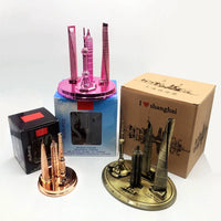 Shanghai Oriental Pearl Jin Mao Tower World Financial Center Metal Model Souvenir with Light-Up Base
