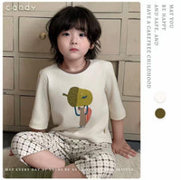 Bamboo Fiber Modal Kids Pajama Set 3/4 Sleeve & Pants Korean Style Cute Sleepwear