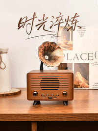 Retro Bluetooth Wireless Speaker Wooden Desktop Computer Subwoofer High-Quality Sound Gift