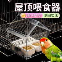 External Bird Feeder with Splash Guard for Parakeets and Small Parrots