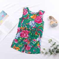 Kids' Summer Sleeveless Vest and Shorts Set with Floral Print for Boys and Girls