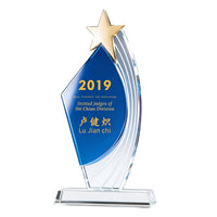 Crystal Employee Award Trophy with Custom Logo Engraving, Hand-Polished Elegant Recognition Award
