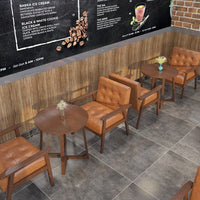 Solid Wood Cafe Dining Table and Chair Set with Sofa Seating