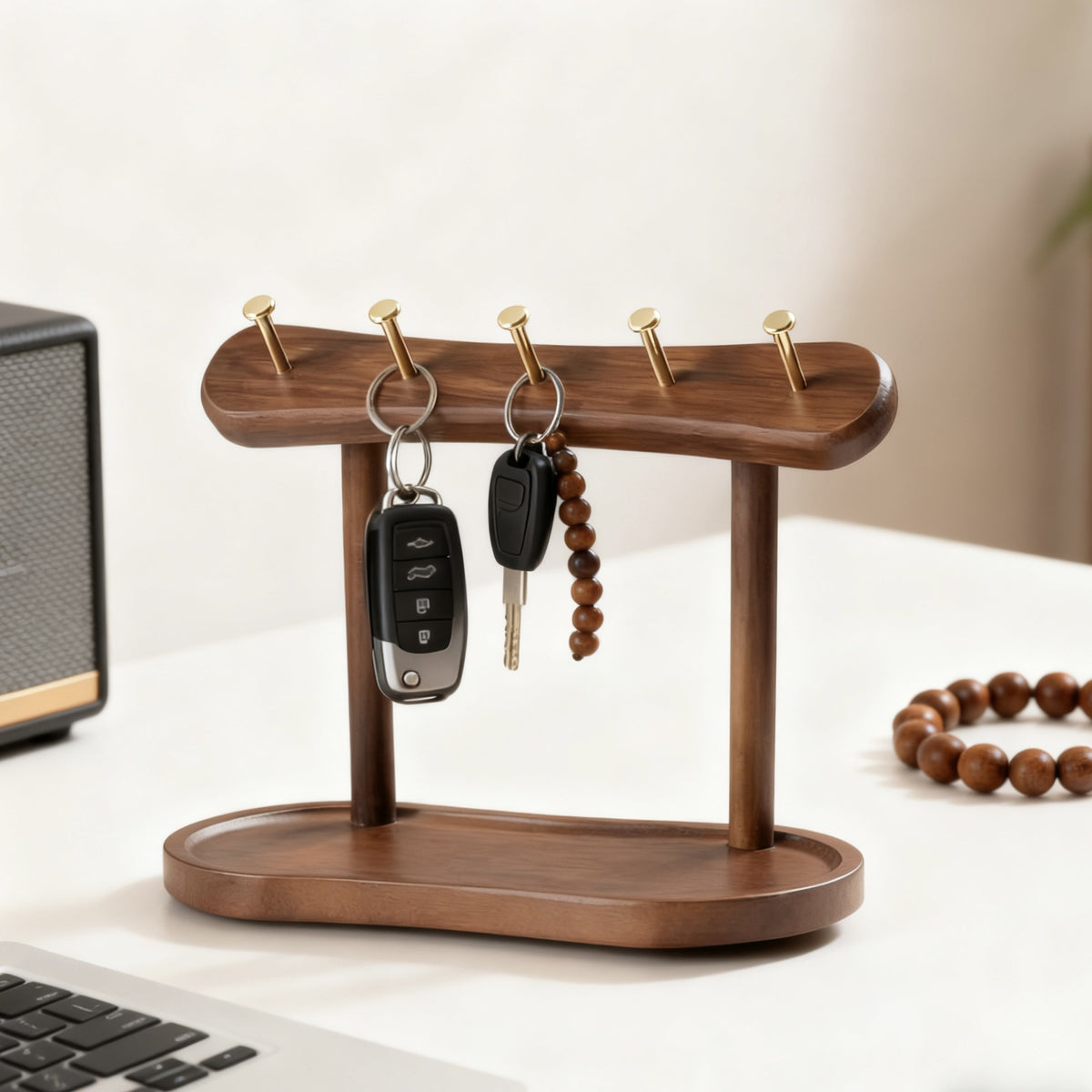 Wooden Key Holder Storage Tray with Jewelry Organizer for Entryway and Shoe Cabinet