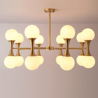 Nordic Molecular Chandelier Frosted Glass Shades Copper Frame Living Room Dining Room Bedroom Lighting