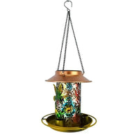 Vintage European Solar Powered Bird Feeder with Hollowed-Out Design for Outdoor Garden Decor