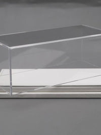 1:64 Scale Car Model Display Case with White Leatherette Base, High-Definition Transparent Acrylic Dustproof Cover