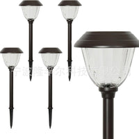 Solar Powered Lawn Shadow Light with Striped Lampshade for Garden Pathway Decoration