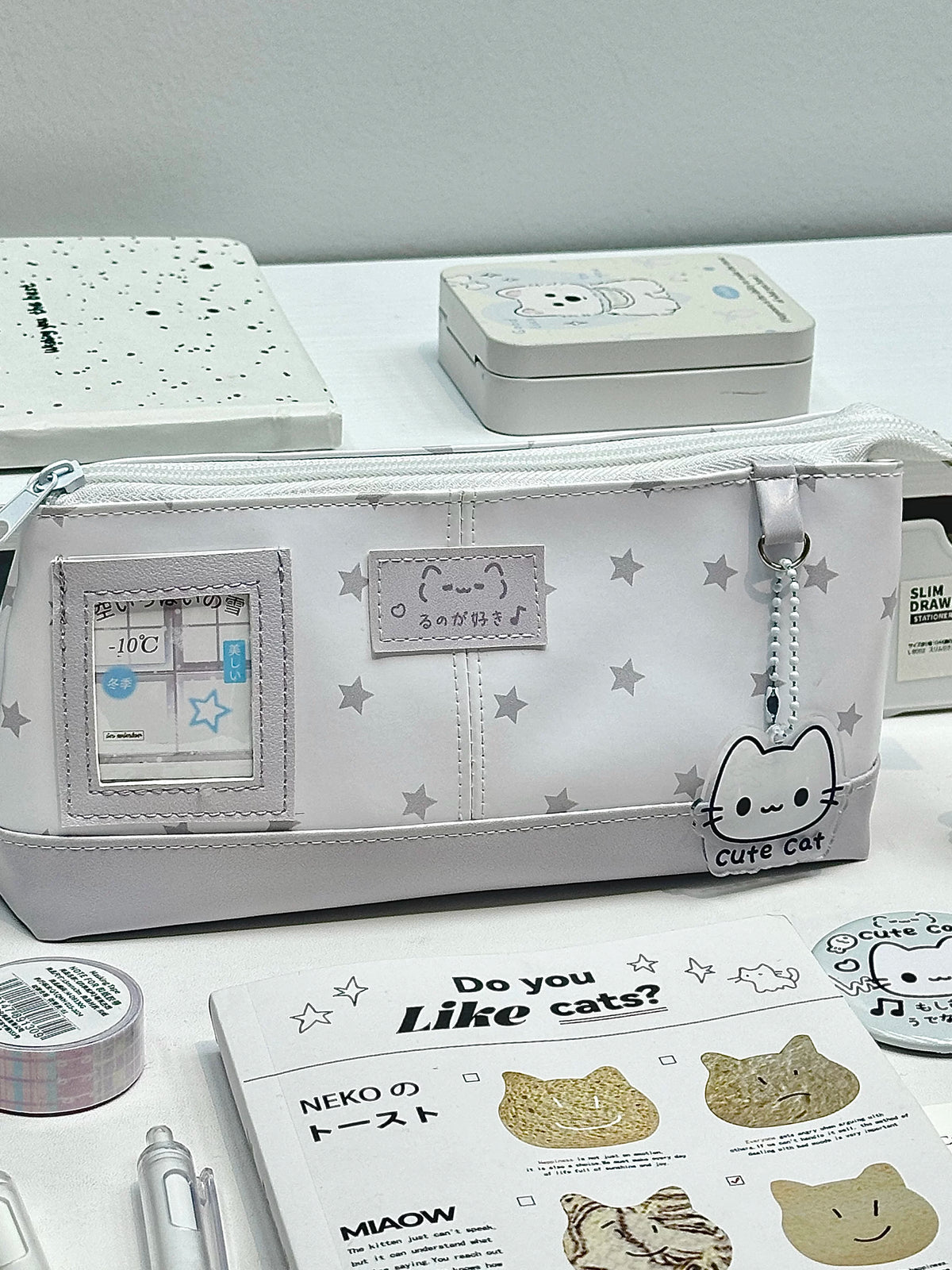 Star Pencil Case High-Value Stain-Resistant Waterproof Ins Style Student Girl Pencil Stationery Box Niche Advanced Feel