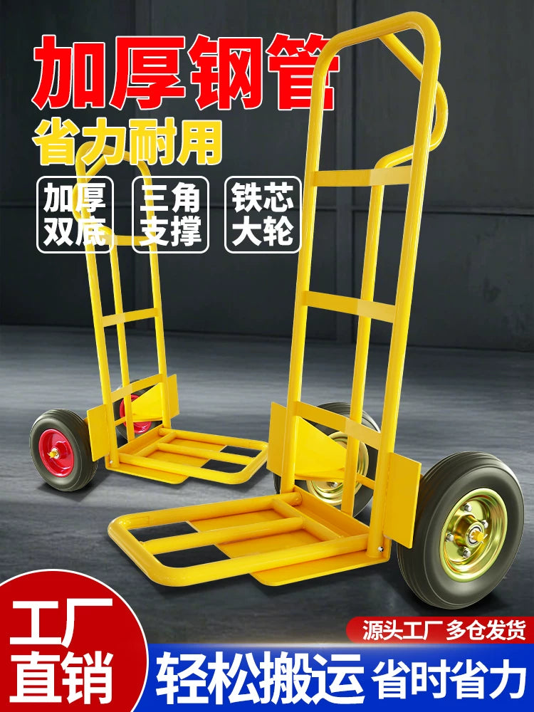 Heavy-Duty Foldable Hand Truck with 10-inch Wheels for Farm and Construction
