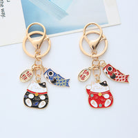 Japanese Cartoon Lucky Cat Koi Fish Keychain for Bags and Car Keys