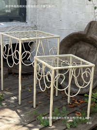 2-Tier Metal Plant Stand Set for Garden Balcony Outdoor Potted Plants