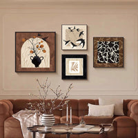 Vintage French Abstract Wall Art Set for Living Room and Dining Room, 4-Piece Sofa Background Decor