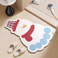 Cartoon Diatomaceous Earth Bath Mat Super Absorbent Non-Slip Quick Dry Floor Mat for Bathroom Bedroom Entryway