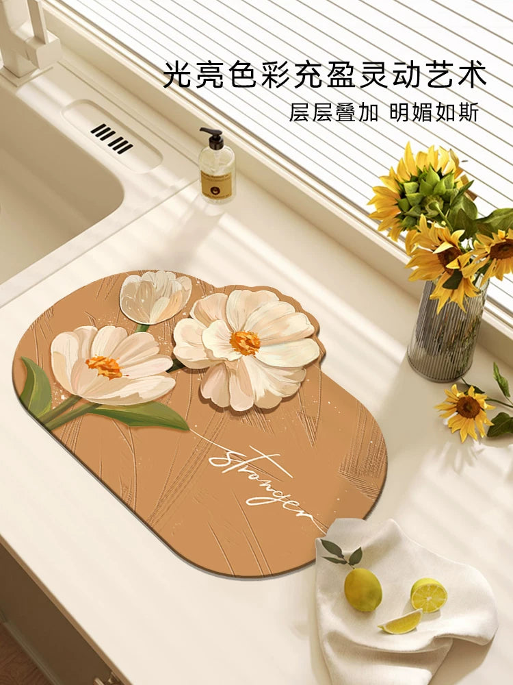 Kitchen Countertop Dish Drying Mat Absorbent Coffee Machine Pad