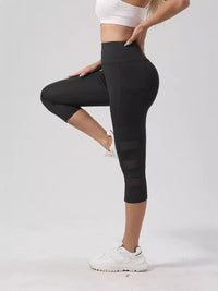 Women's Mesh Panel High Waist Yoga Capris with Butt Lift