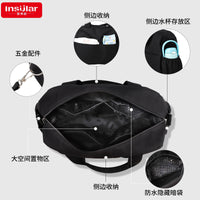 Large Capacity Waterproof Diaper Bag with Stroller Hooks and Insulated Pockets