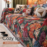 Oil Painting Style Faux Linen Sofa Cover All-Inclusive Anti-Scratch Pet Protector Slipcover