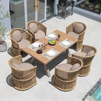 Outdoor Patio Dining Set Aluminum Alloy Rattan Woven Waterproof Sunscreen Garden Furniture