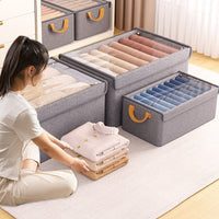 Fabric Wardrobe Storage Box with Lid, Foldable Clothes Organizer for Home Dormitory