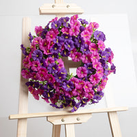 Artificial Violet Morning Glory Eucalyptus Wreath for Spring Summer Autumn Home Decor
