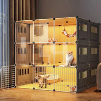 Large Transparent Cat Villa Cage with Multi-Layer Design for Indoor Cats