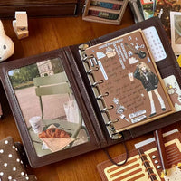 Korean Retro Brown Polka Dot A7 Journal Notebook with Detachable Pages and Passport Holder