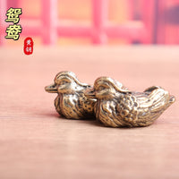 Solid Brass Mandarin Duck Couple Figurine for Home Office Decor