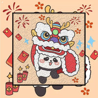 DIY Panda Pulp Painting Kit with Wooden Frame - Textured Punch Needle Art for Kids & Adults