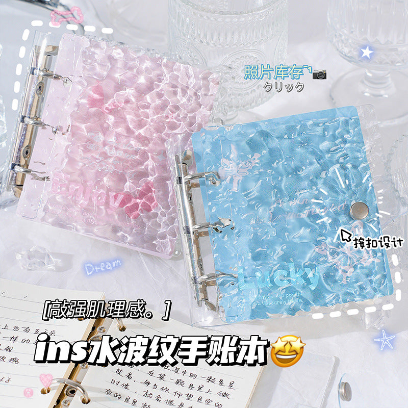 Portable A7 3-Ring Mini Binder Notebook with Wavy Clear Cover
