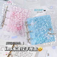 Portable A7 3-Ring Mini Binder Notebook with Wavy Clear Cover