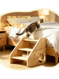 Pet Solid Wood Cat Climbing Ladder Pet Stairs Ramp for Old Cats Short-legged Cats Sofa Bedside Steps Auxiliary Ladder