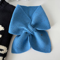 Women's 100% Wool Cross Scarf with Colorful Flecks, Korean Style Warm Neck Warmer for Autumn/Winter