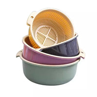 Double-Layer Kitchen Strainer Bowl Set with Drain Basket for Washing Vegetables and Fruits