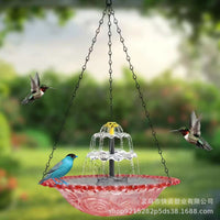 Solar Floating Bird Bath Fountain with Hanging Bird Feeder for Outdoor Garden