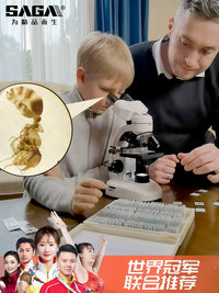 Biological Microscope Prepared Slides Set, Animal & Plant Specimen Glass Slides for Kids Science Education