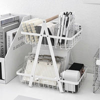 Minimalist Iron Art Desk Organizer Basket for Stationery, Books, and Sundries