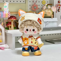 Sweet Orange Fox Shadow Doll Clothes Set for Cotton Dolls, 10-20cm Outfits with Hat