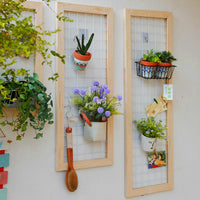 Wall-Mounted Wooden Grid Trellis for Balcony Plants & Decor