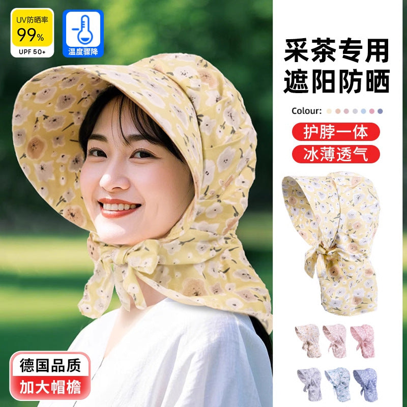 Sun Protection Shawl Hat with Curved Brim for Outdoor Activities