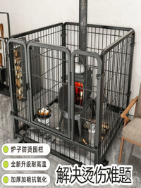 Stove Safety Guard Rail for Indoor Wood Burning Stoves, Fireplace Fence for Baby and Pet Protection, Anti-Scald Iron Mesh Cover