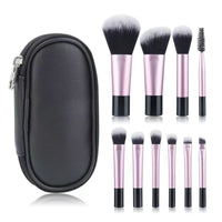 10-Piece Crystal Handle Makeup Brush Set for Travel - Powder, Contour, Blush, Eyeshadow