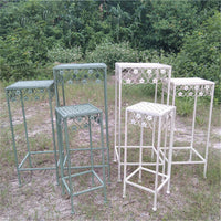 Vintage Iron Art Tiered Plant Stand Set - 3 Piece Square High Display Racks for Indoor/Outdoor Decor