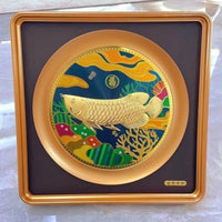 Golden Dragon Fish Gold Foil Art Ornament for Office and Home Decor