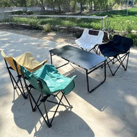 Portable Folding Camping Table and Moon Chair Set for Outdoor Picnics and Gatherings