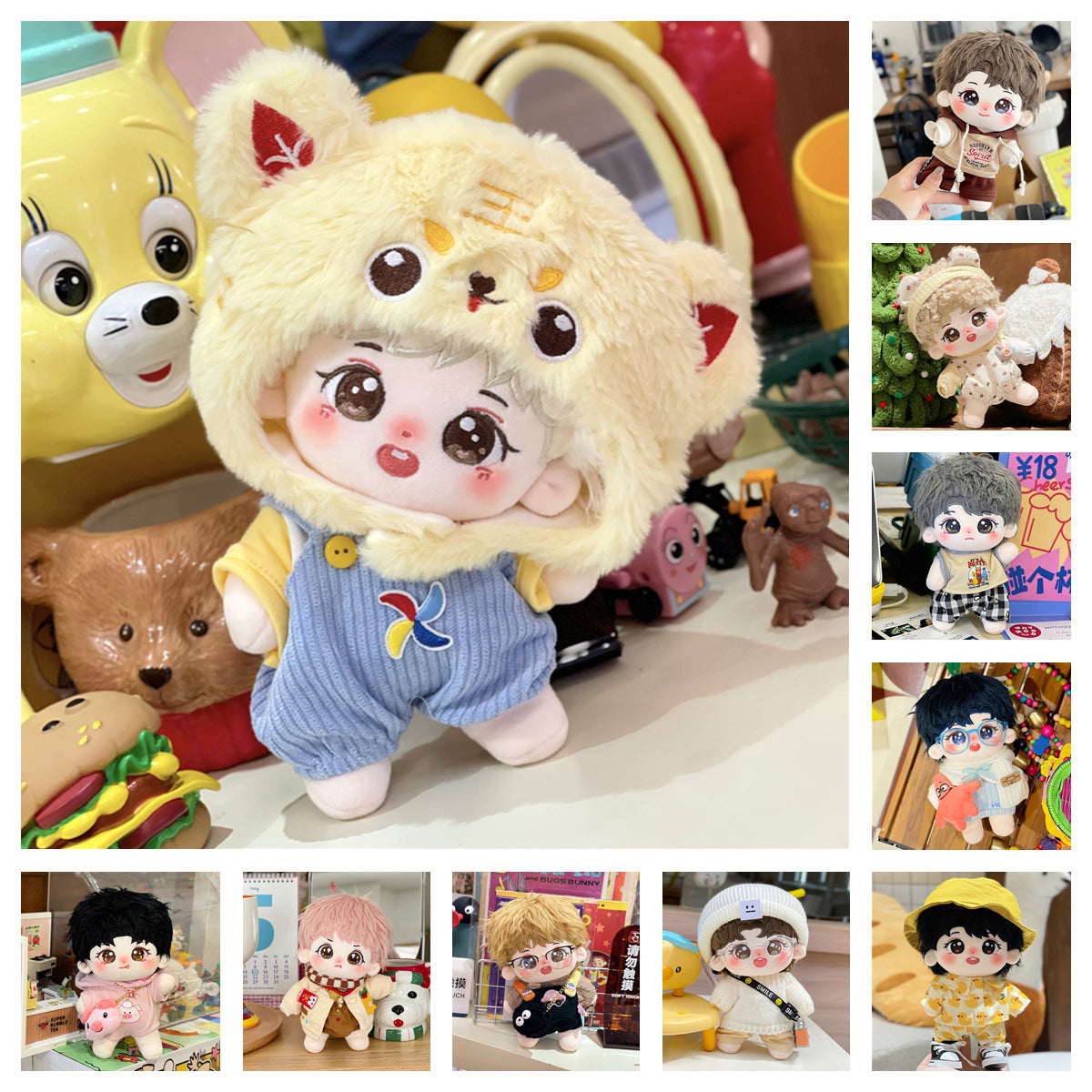 Cotton Doll Clothes Set for 20cm Dolls, Suits, Sweaters, Scarves, and Rompers