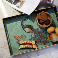 Vintage American Ceramic Peacock Decorative Plate with Iron Stand for Living Room Entryway Home Decor