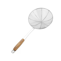 Stainless Steel Skimmer with Wooden Handle for Hot Pot, Dumplings, and Frying