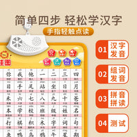 2025 First Grade Chinese Character Recognition Interactive Wall Chart for Primary School Students, Phonetic Pronunciation