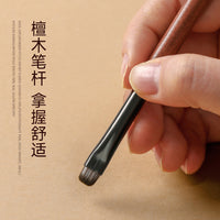 Professional Japanese Style Short Square Round Gel Nail Brush with Sandalwood Handle